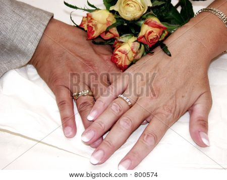 Lesbian couple, newly wed.