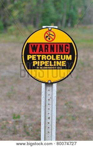 Warning Petrolium Pipeline Sign