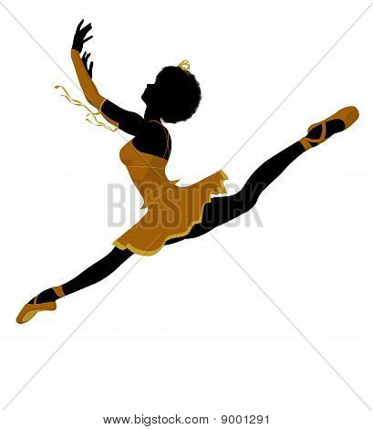 Silhueta de ilustração de bailarina afro-americano