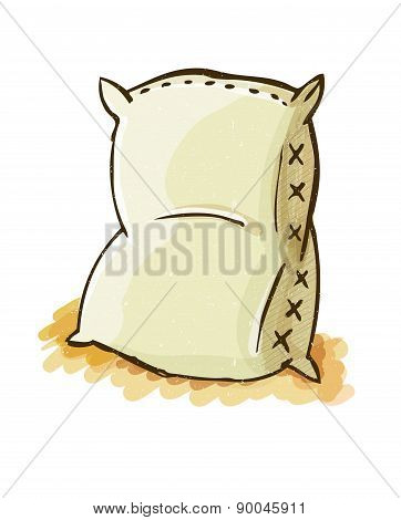 Blank Sack In Water Color Style