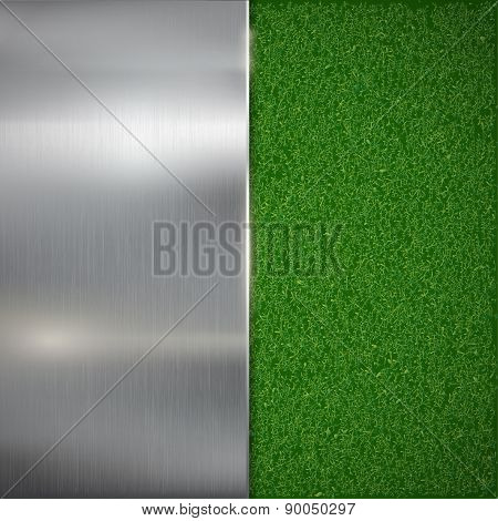 Metal Plate On The Lawn.