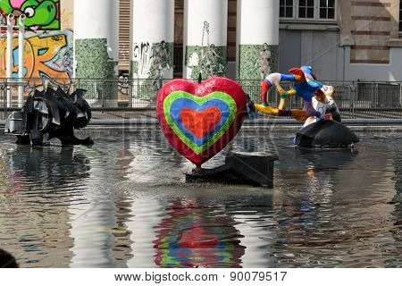 Stravinsky Fountain in Paris near the Arts Centre Pompidou