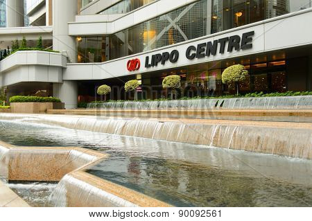 HONG KONG - MAY 05, 2015: Lippo Centre tower. Lippo Centre is a twin-tower skyscraper complex completed in 1988 at 89 Queensway, in Admiralty on Hong Kong Island in Hong Kong, China. 