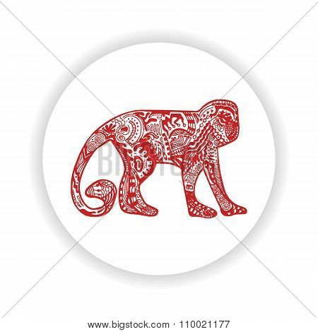 Red monkey with hand-drawn pattern