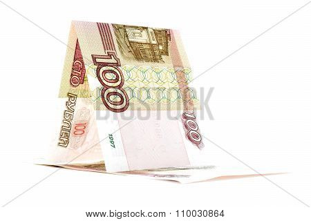 Russian Money Ruble Hut, Rouble Kennel Isolated On White Background