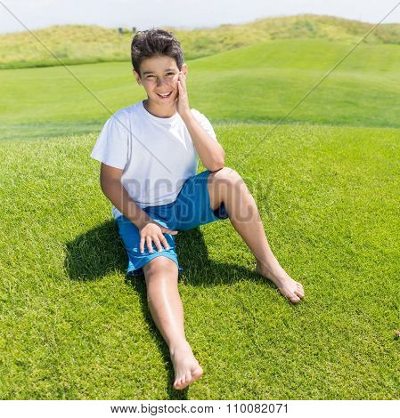 Enyojing on beautiful grass meadow