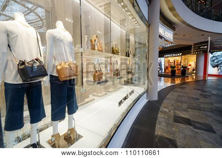 SINGAPORE - NOVEMBER 08, 2015: interior of The Shoppes at Marina Bay Sands. The Shoppes at Marina Bay Sands is one of Singapore's largest luxury shopping malls