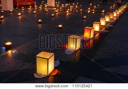 Paper Lantern And Candle Light In Yeepeng Festival