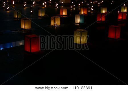 Paper Lantern And Candle Light In Yeepeng Festival