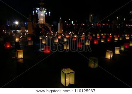 Paper Lantern And Candle Light In Yeepeng Festival