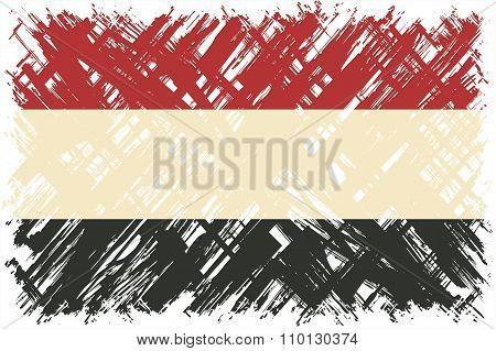 Yemeni grunge flag. Vector illustration.