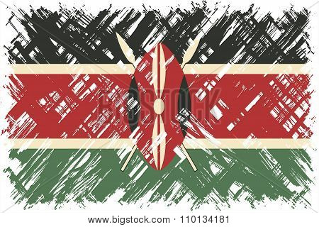 Kenyan grunge flag. Vector illustration.