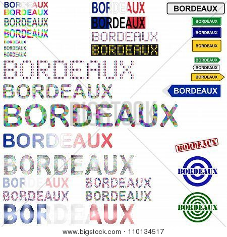 Bordeaux text design set