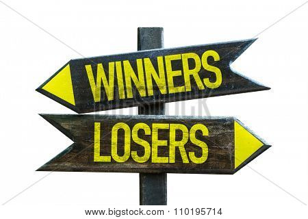 Winners - Losers signpost isolated on white background