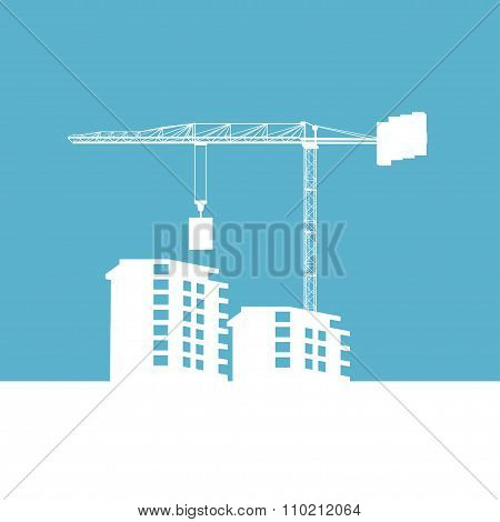 Building Construction Site And Crane