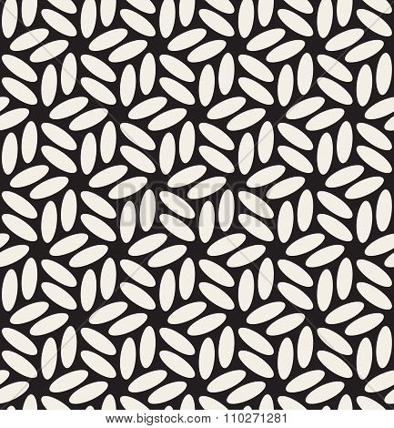 Vector Seamless Black  White Rounded Ellipses Hexagonal Floral Pattern
