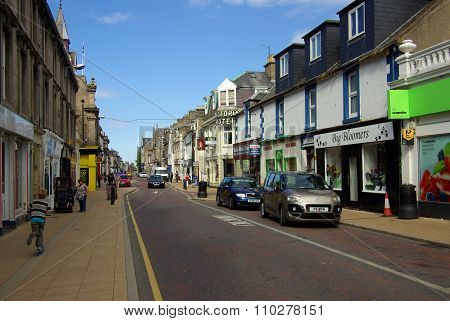 Nairn, Scotland - June, 2013: The Main Street In The Town Of Nairn