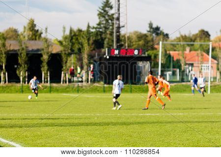 Blurred Soccer Players Playing Amateur Soccer Match