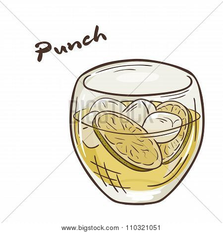 Vector Printable Illustration Of Isolated Cup Of Punch With Label