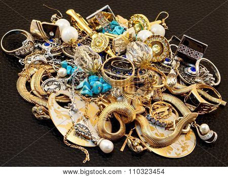 Mount Of Jewelery Isolated On Black Filtered