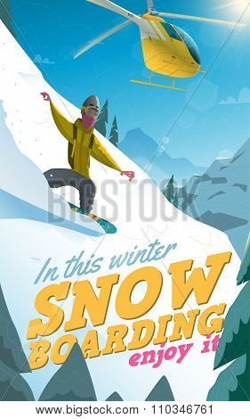 Snowboarding on mountain