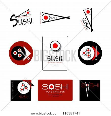 Template Of Identity For Sushi Restaurant And Bar.