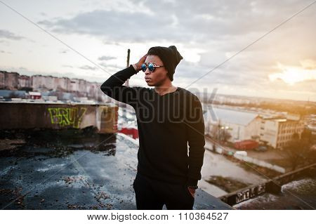 Portrait Of  Style Black Man On The Roof