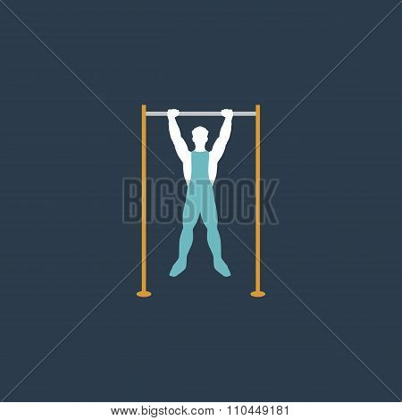 Horizontal bar and man