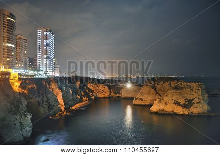 Raouche at night - Lebanon