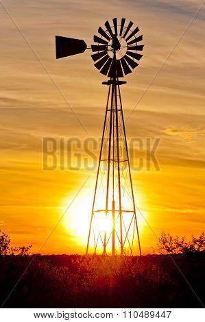 Texas Wind Pump Sunset