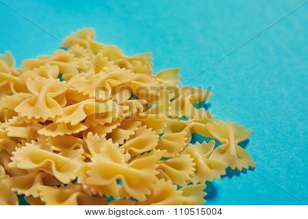 Many Italian Farfale Pasta In Corner On Ble Background