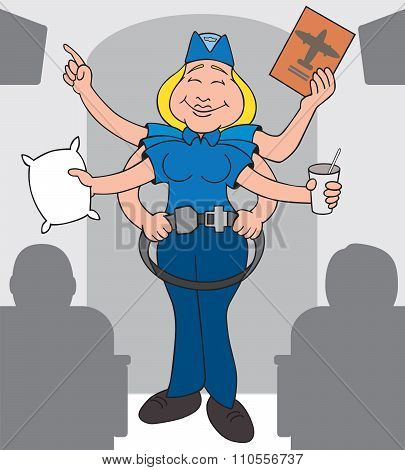 Busy Flight Attendant