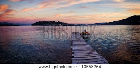 Sunrise on the bay of Nidri in Lefkas island Greece