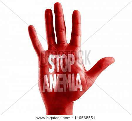 Stop Anemia written on hand isolated on white background