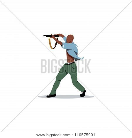 African man with gun. Vector Illustration.