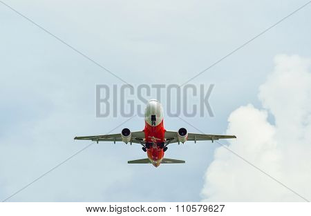 PHUKET, THAILAND - NOVEMBER 06, 2015: AirAsia Airbus A320 take-off. AirAsia Berhad is a Malaysian low-cost airline headquartered near Kuala Lumpur, Malaysia