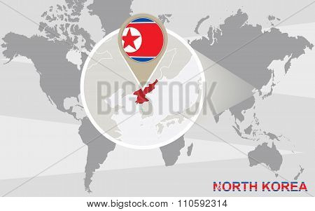 World Map With Magnified North Korea