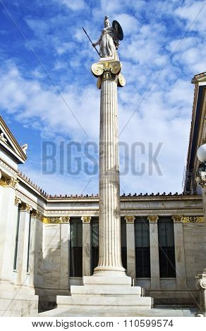 goddess Athena statue on academy Greece