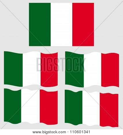 Flat And Waving Flag Of Italy