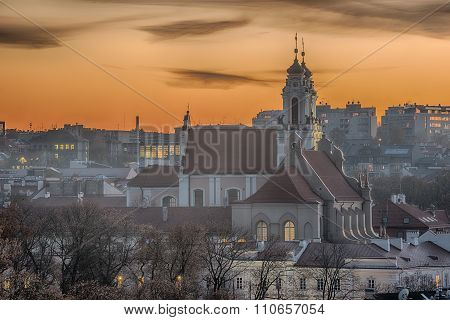 Vilnius, Lithuania:  Church of St. Catherine in the sunset