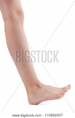 Right Human Foot On A White Background