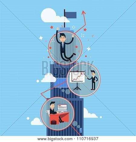 Career Growth - Successful Businessman - In Vector