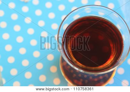 a glass of Turkish black tea