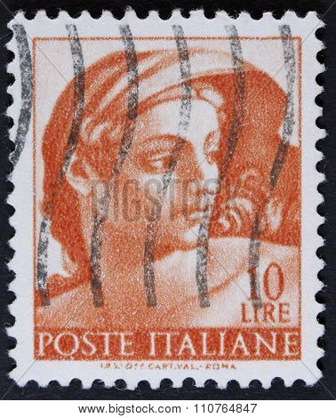 Woman on a postage stamp