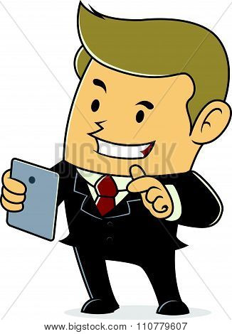 Businessman holding tablet