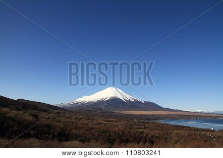 Mt. Fuji view from Yamanaka lake in Yamanashi Japan