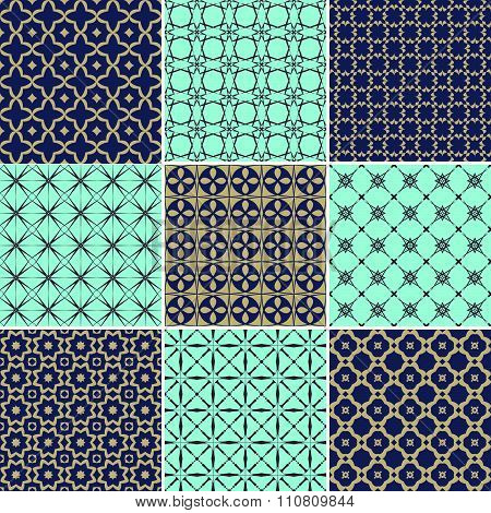 Set of seamless patterns. Vector illustration.