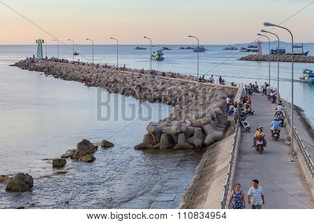 Evening on a pier in Vietnam