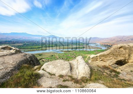 View on river Kura from Uplistsikhe cave complex