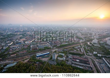 Bird's Eye View Of Moscow At Dawn